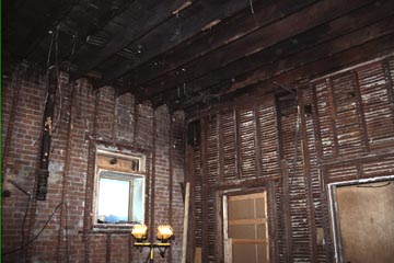Fire damage to the main floor area